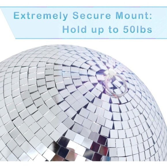 8" Mirror Disco Ball Stage Light With Secure Mount & Hook For Party Decoration - Picture 4 of 5